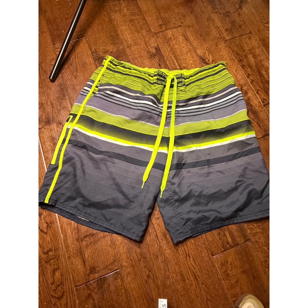 OP Ocean Pacific Mens Board Shorts Large 36-38 Greystone Neon Yellow OM17202Y